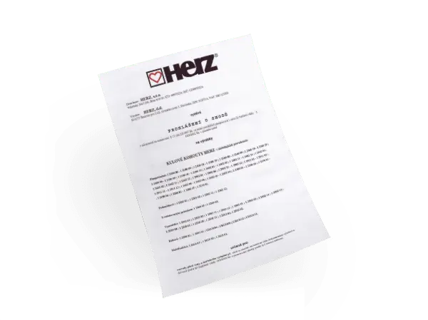 HERZ prohlášení o shodě - kulové kohouty