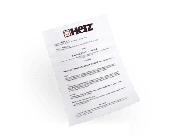 HERZ prohlášení o shodě - vodovodní baterie kohoutkové