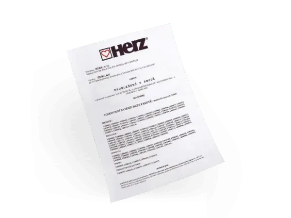 HERZ prohlášení o shodě - vodovodní baterie pákové