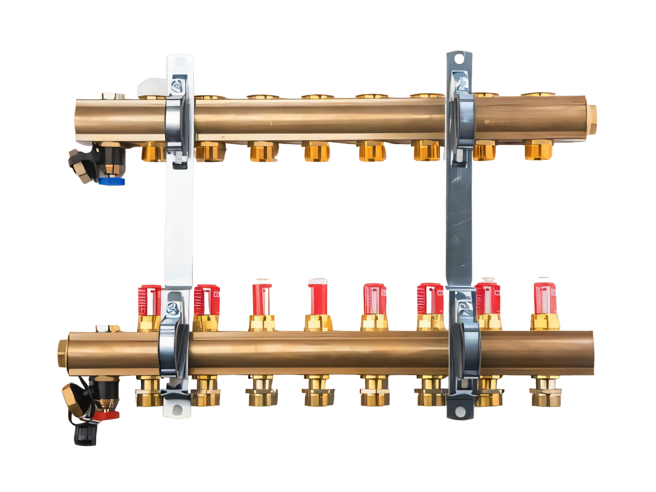 Rozdělovače podlahového vytápění mosaz