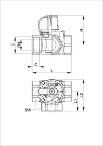 Trojcestný směšovací ventil HERZ s rukojetí