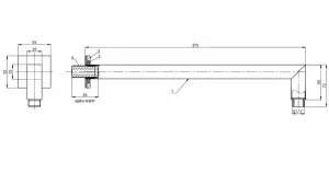 12212B - rameno sprchové pravoúhlé