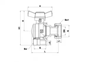 Kulový kohout HERZ rohový s převlečnou matkou