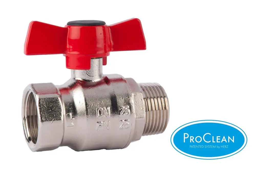 Kulový kohout HERZCULES, připoj. M/F ovládání motýl Silumin