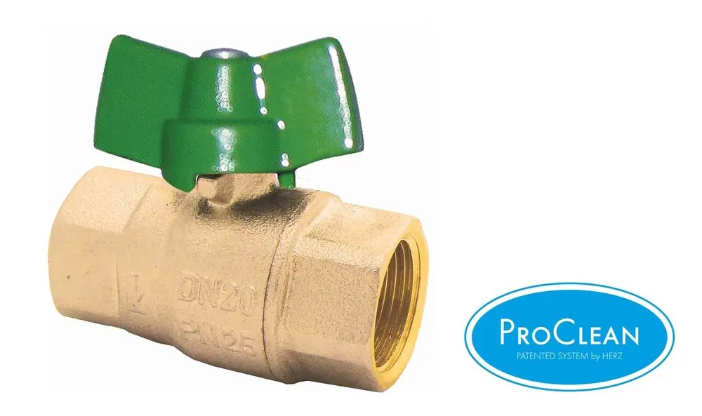 Kulový kohout HERZ EXPERT - DIN 17660  připojení F/Fovládání motýl Silumin