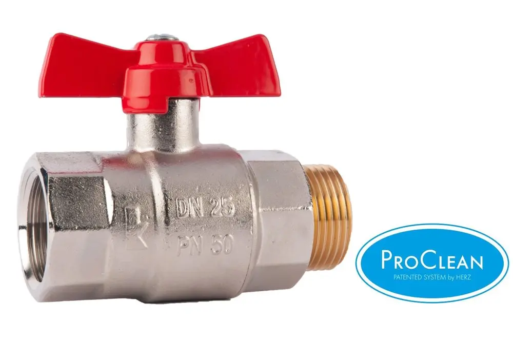 Kulový kohout HERZ EXPERT připojení M/F ovládání motýl Silumin