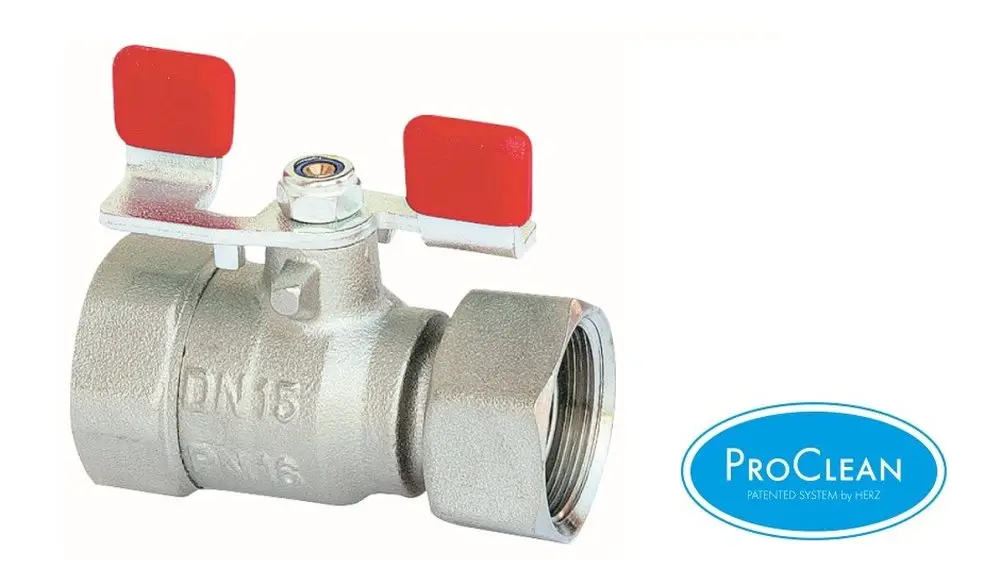 Kulový kohout HERZ převl.matice/F ovládání motýl ocel