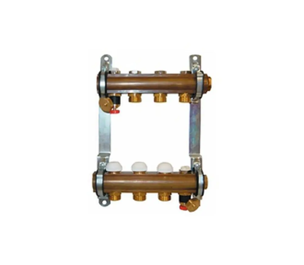 Sada mosazného rozdělovače pro podlahové vytápění, bez průtokoměrů DN25