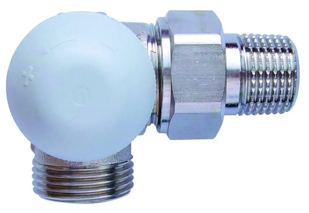 Termostatický ventil úhlový-levý E, s přednastavením