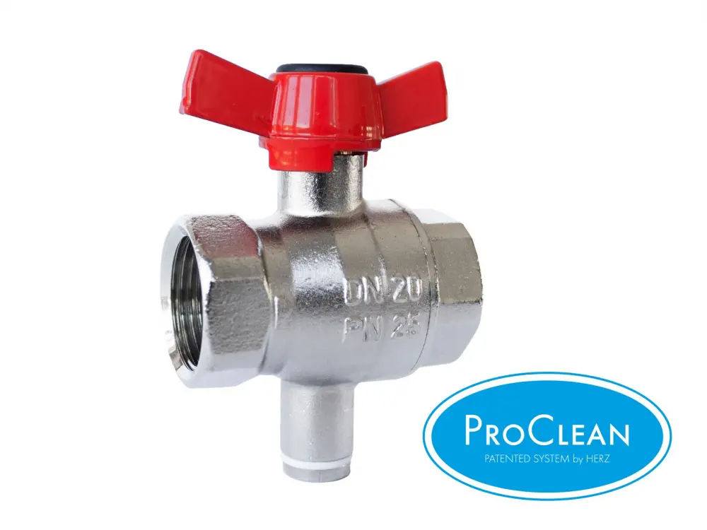 Kulový kohout HERZ s přípojkou M10x1, připojení F/F, ovládání motýl Silumin