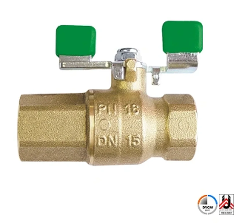 Kulový kohout pro pitnou vodu HERZ F/F, motýl-ocel