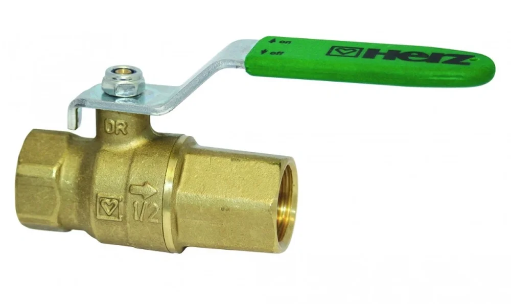 Kulový kohout pro pitnou vodu HERZ EXPERT, zpětná klapka, F/F, páka - ocel