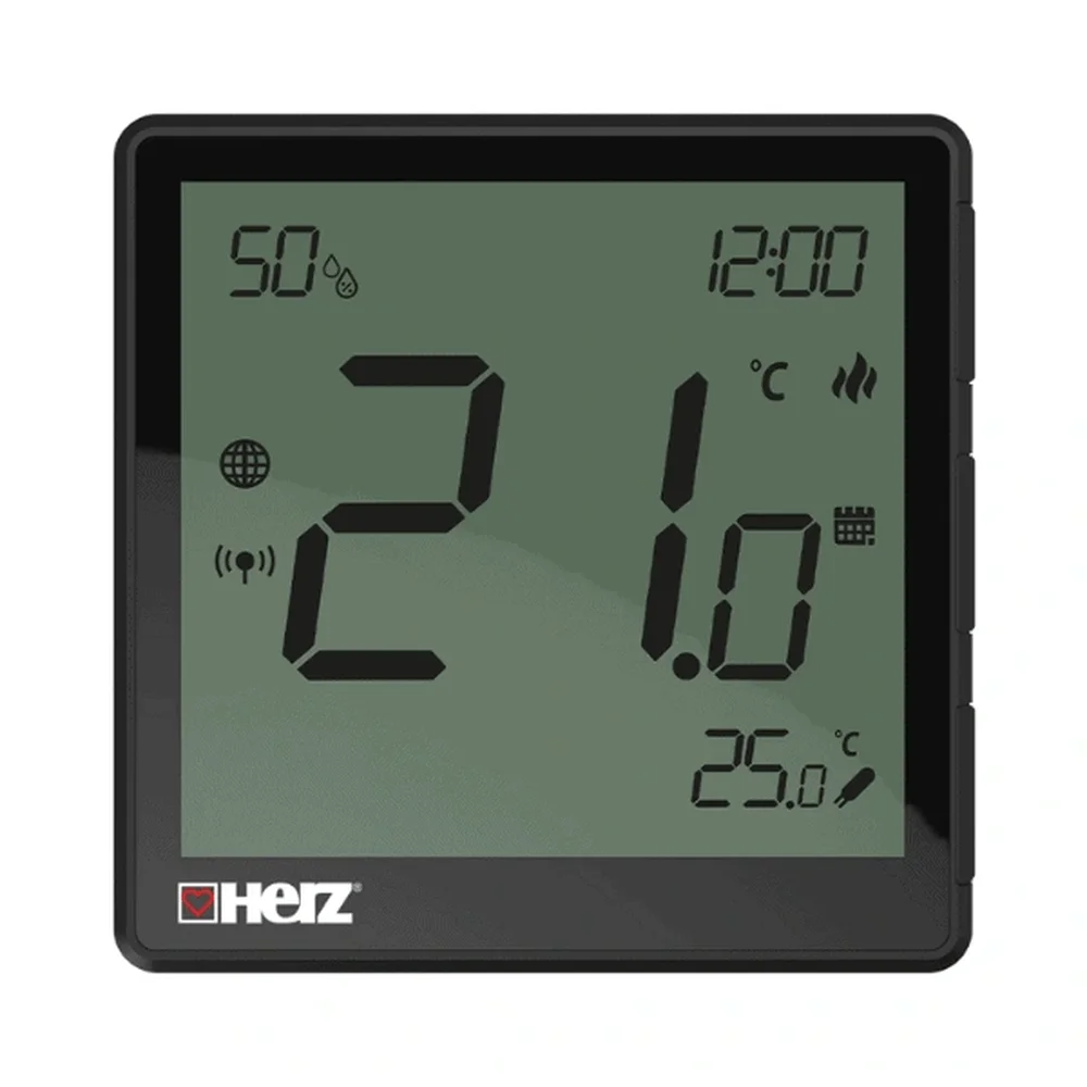 HERZ – THERMIQ DUALIS, chytrý regulátor prostorové teploty pro podlahové vytápění, černý