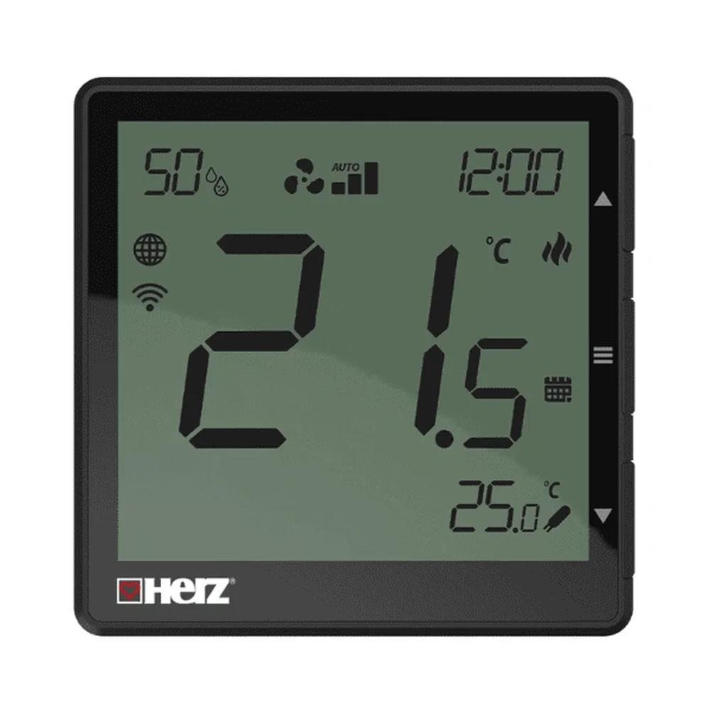HERZ – THERMIQ FANNOVA, chytrý regulátor prostorové teploty pro Fan Coil, černý