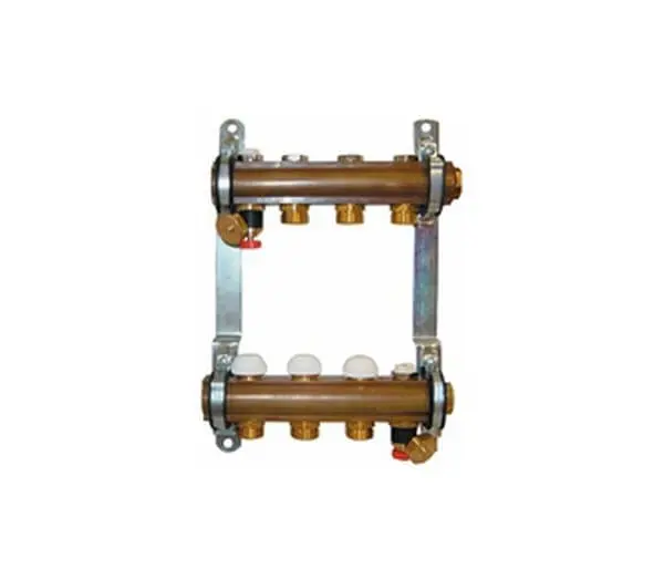 Sada mosazného rozdělovače pro podlahové vytápění, bez průtokoměrů DN25