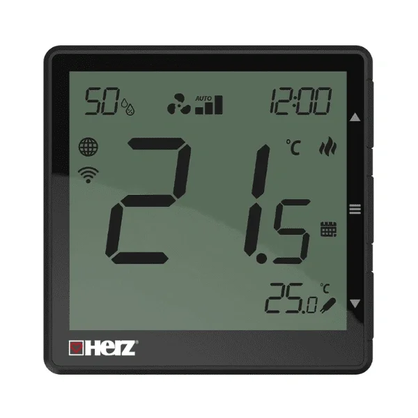 HERZ – THERMIQ FANNOVA, chytrý regulátor prostorové teploty pro Fan Coil, černý
